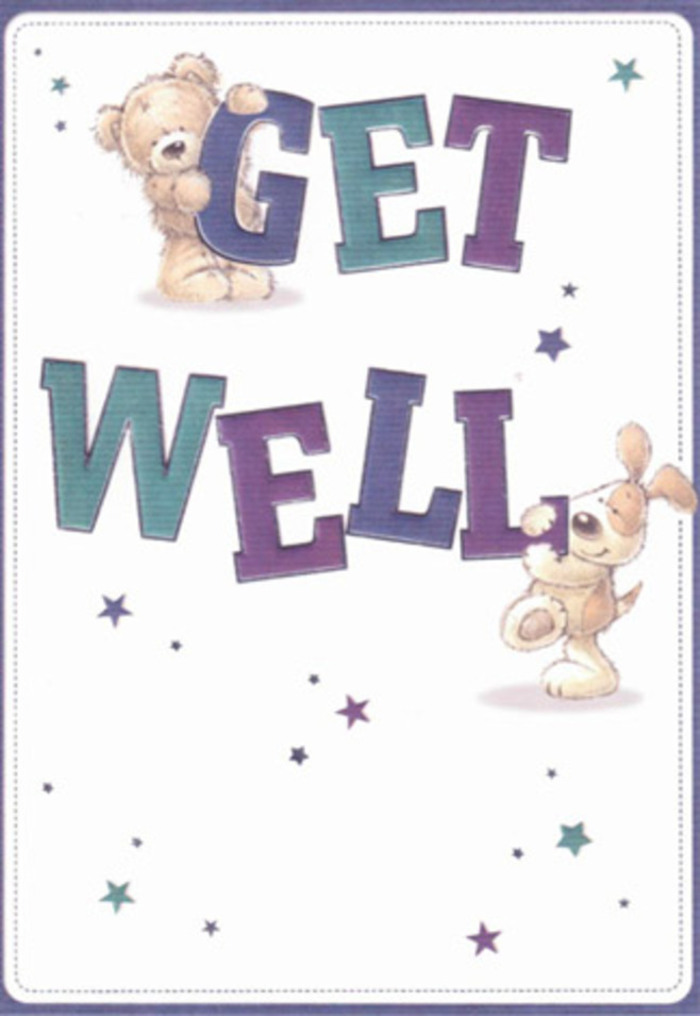 Radiating cheerful reassurance, this get well card features the heartwarming duo of a fluffy bear and a spirited puppy-both illustrated with a blend of innocence and expressive warmth that feels right at home in Notting Hill. Around them, an array of whimsical stars moves through the design, casting wishes as magical as the evening glow over Kensington Park Gardens. The typography commands attention, bold and friendly in rich tones of purple and teal, providing grounding beneath the playful charm of the scene. The bear's plush fur and the puppy's velvety ears seem almost touchable, a masterful illusion that mimics the sensory delight of holding a fresh bouquet arranged near Westbourne Grove. There's an airy clarity to the bright white backdrop, reminiscent of the fresh start that a get well greeting can bring, and each detail-thoughtfully shaded and positioned-emphasizes the card's purpose: to elevate spirits and offer support. Envision sending this alongside a bouquet of local tulips and hydrangeas-the visual message and the floral fragrance together extending comfort on the cobblestone lanes of Notting Hill. Every aspect is crafted to evoke gentle encouragement, a brilliant pick-me-up for all ages seeking a moment of joy.